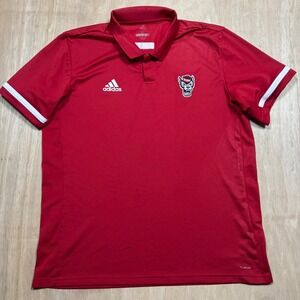 Adidas NC State Wolfpack Polo Shirt‎ Red Mens XL ClimaCool Athletic Performance